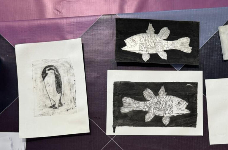 Matrices de grabado sustentable con imagenes de fauna chilena